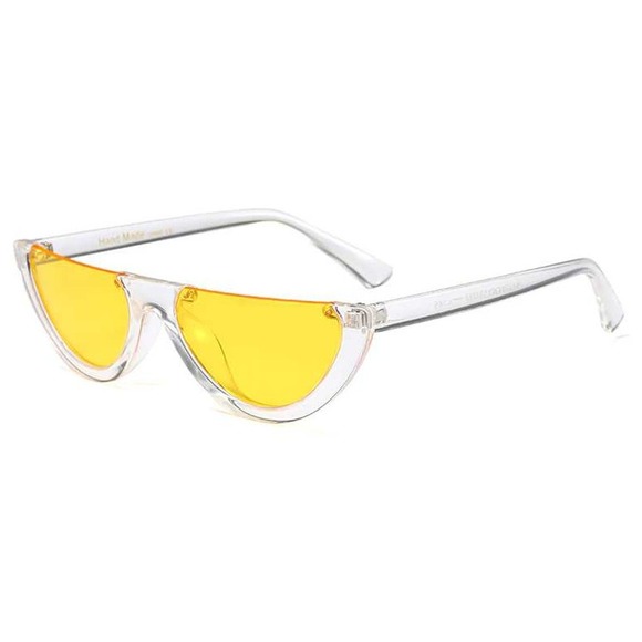 Retro Half Frame‎ Sunglasses Women Trendy Fashion Orange Lens Clear Frame - Picture 1 of 2